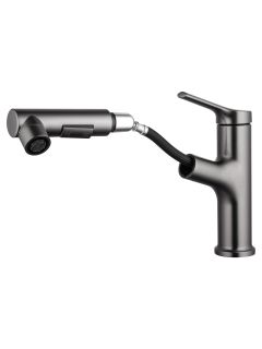 Смеситель для раковины Wonzon & Woghand WW-A40862-BGG с выдвижным изливом тёмный графит